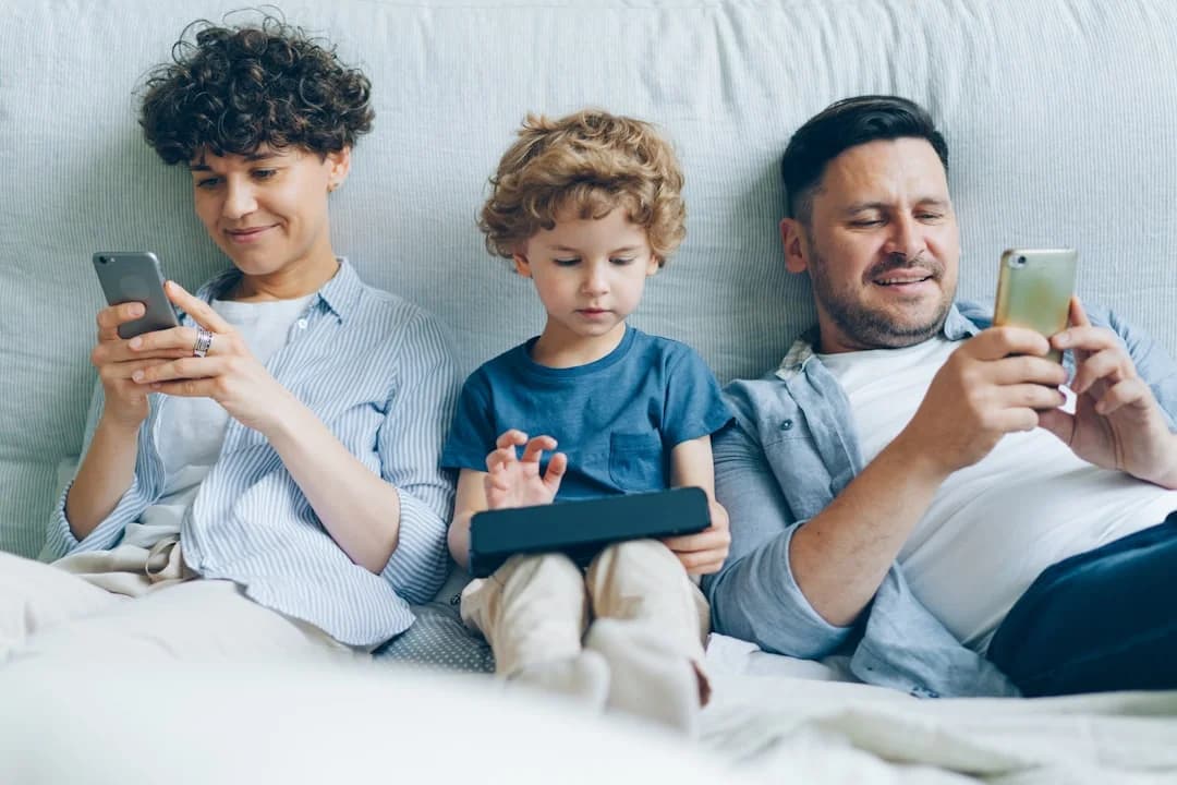 family playing video games