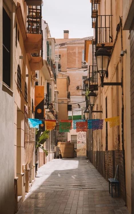Malaga historic street secret alley
